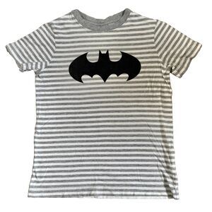 Hanna Andersson Batman Gray White Stripe T-shirt Kids 10/140cm Graphic Comics